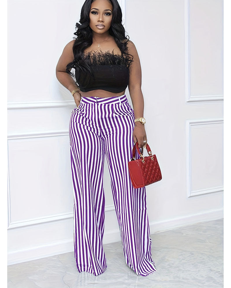 Stripe Wide Leg Pants