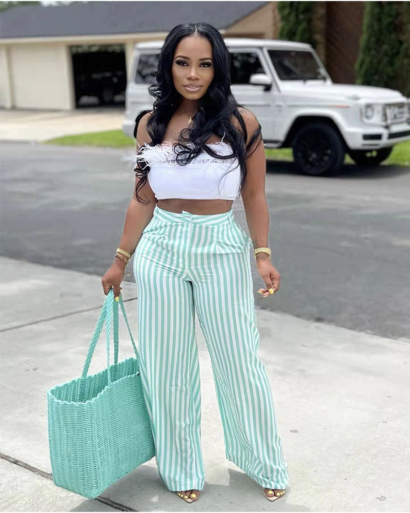 Stripe Wide Leg Pants