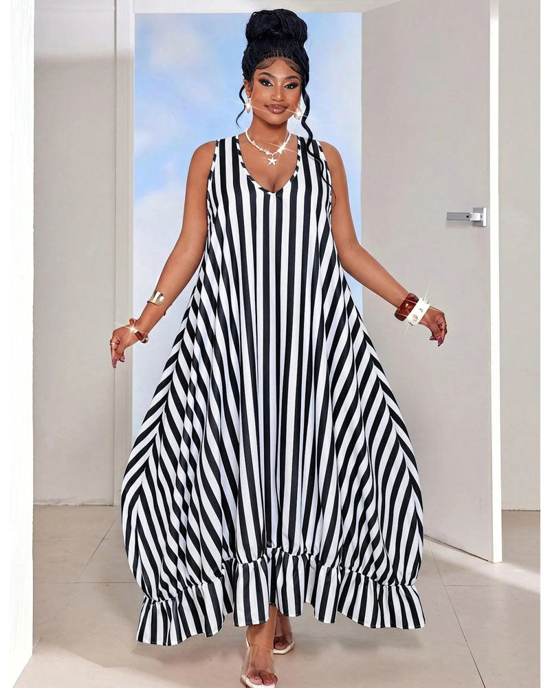 Sunlit Escape Striped Maxi Dress