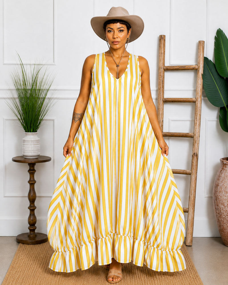 Sunlit Escape Striped Maxi Dress