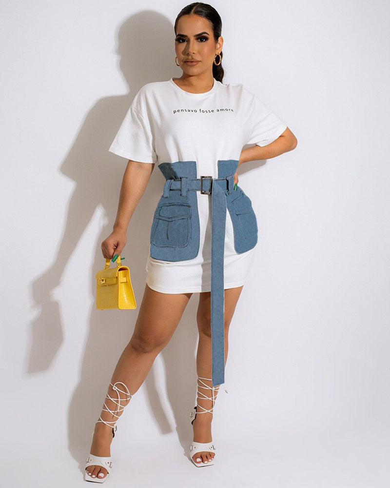 T-Shirt Denim Wrap Dress