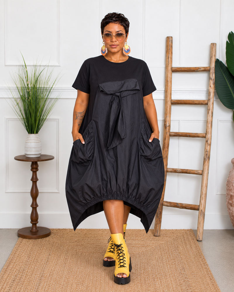 Tempt Me Bow-Front Bubble Midi Dress