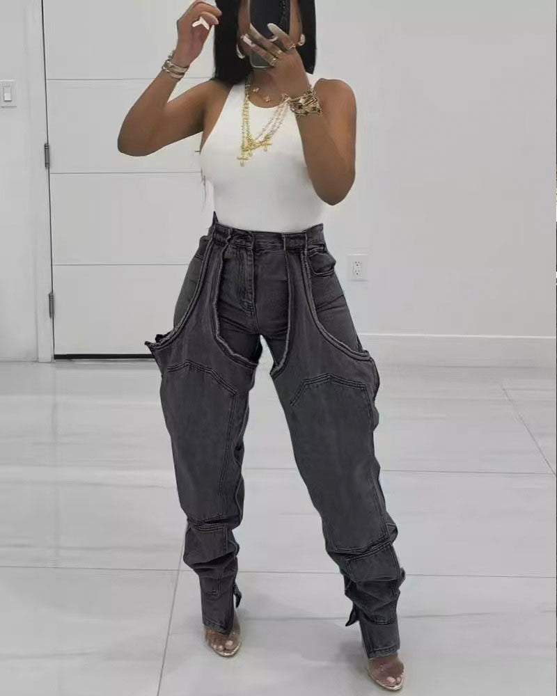 Thigh High Double Denim Chaps