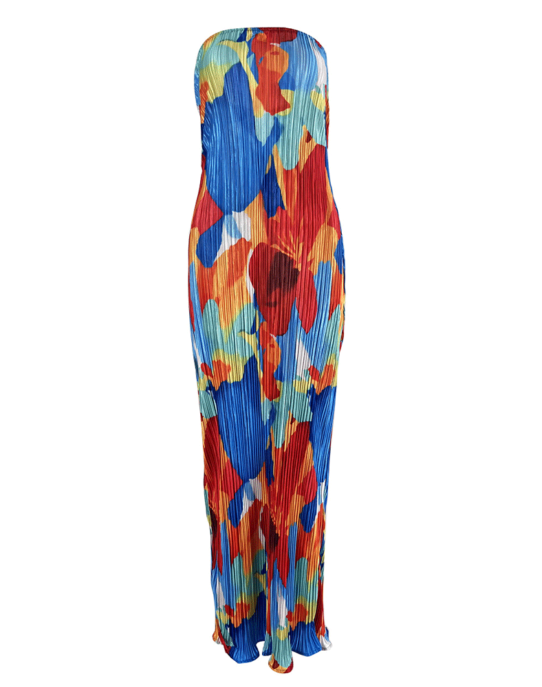 Tie Back Strapless Maxi Dress