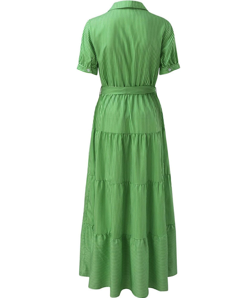 Tiered Striped Maxi Dress