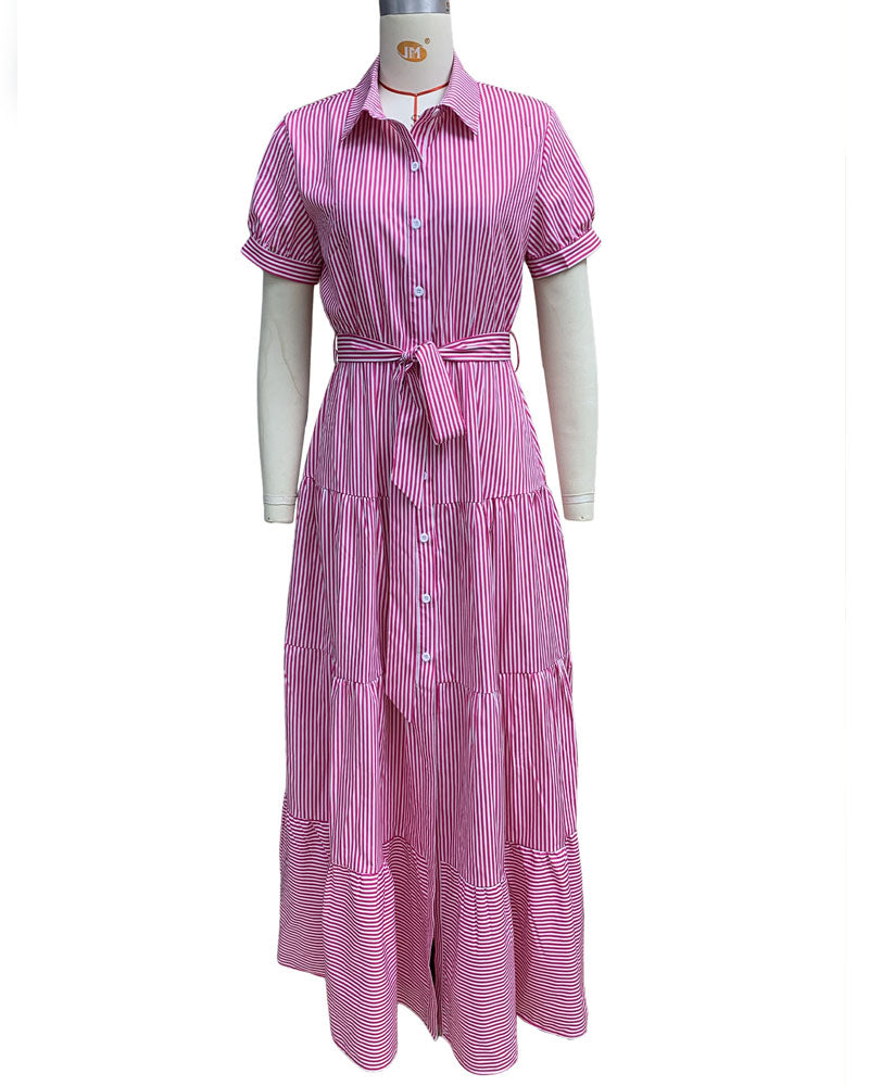 Tiered Striped Maxi Dress