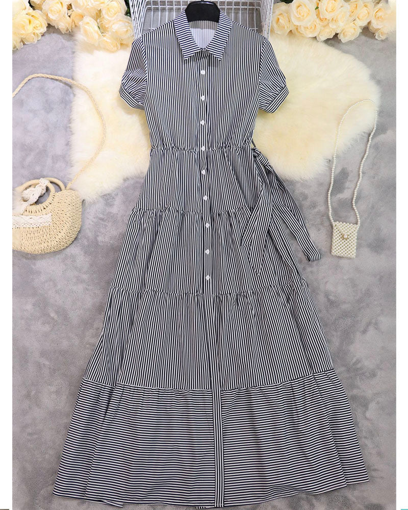 Tiered Striped Maxi Dress