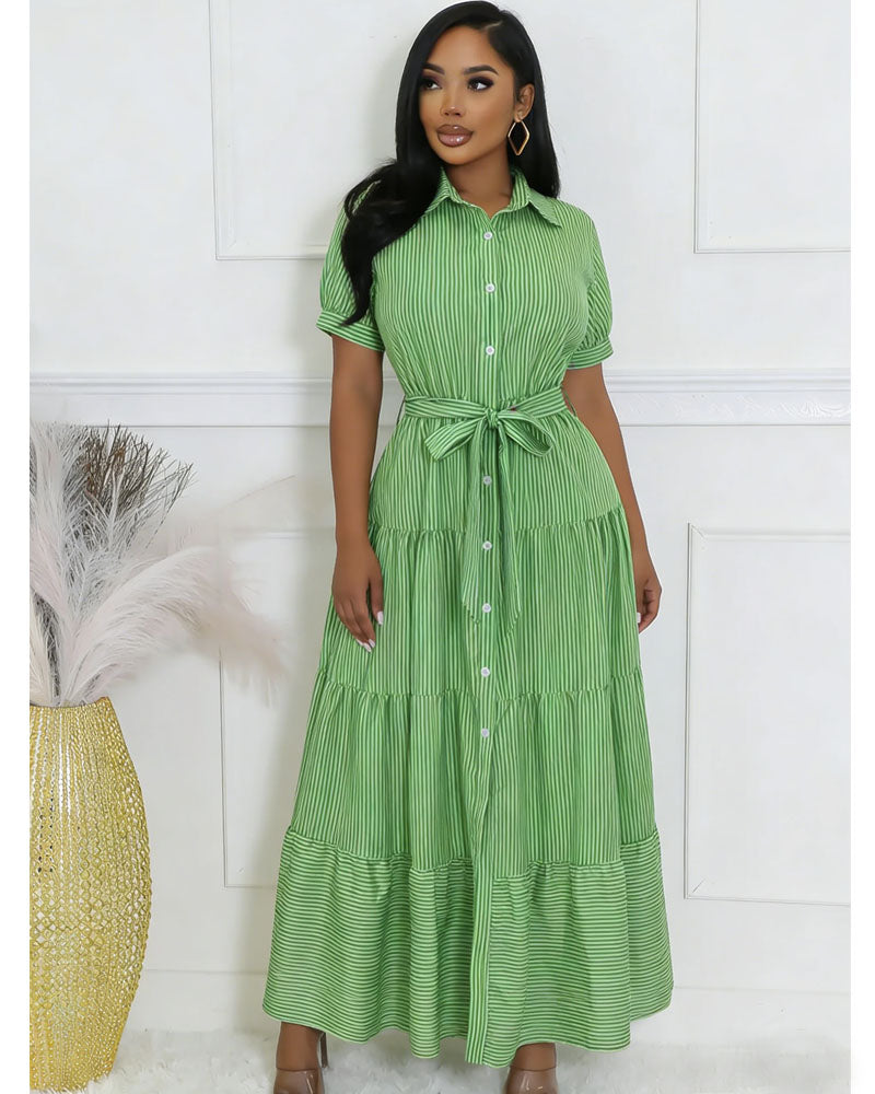 Tiered Striped Maxi Dress