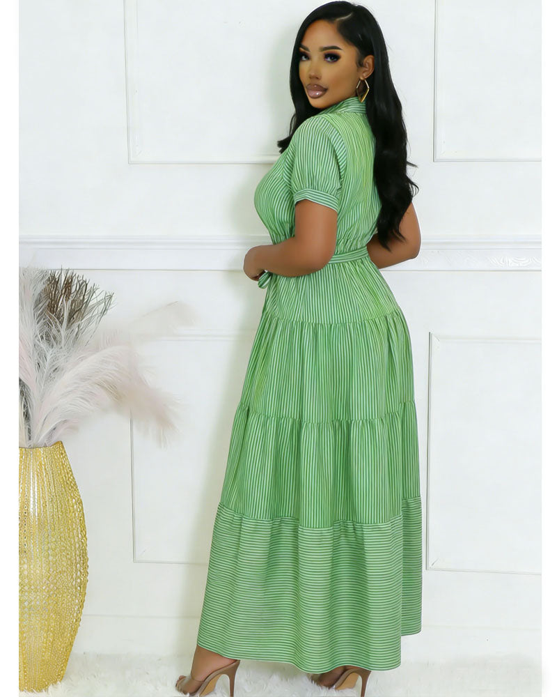 Tiered Striped Maxi Dress