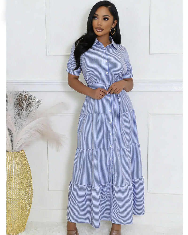 Tiered Striped Maxi Dress