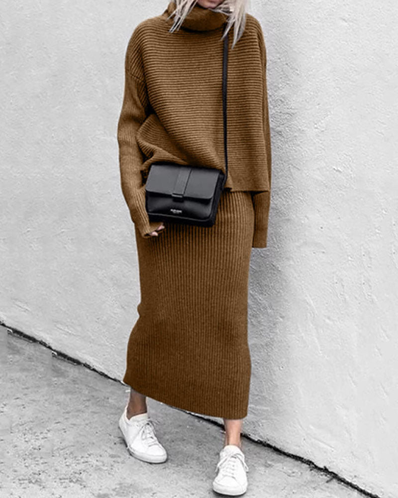Turtleneck Sweater & Skirt Set