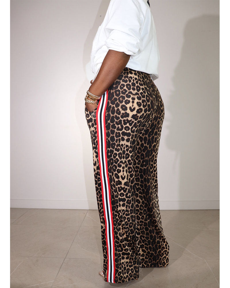 Zahra Leopard Side Stripe Pants