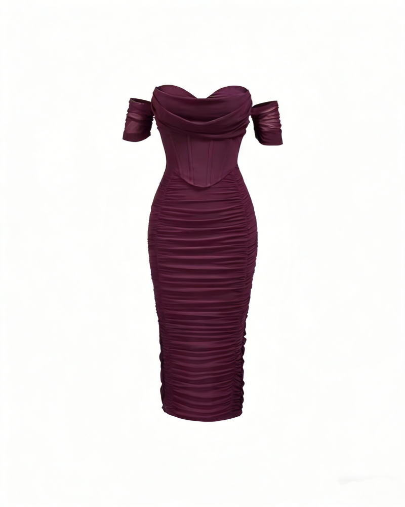 Hourglass Allure Off Shoulder Midi Dress