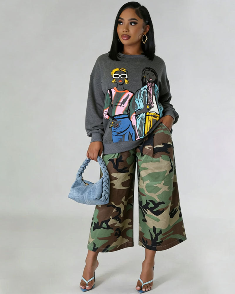 Camo Wide-Leg Capris