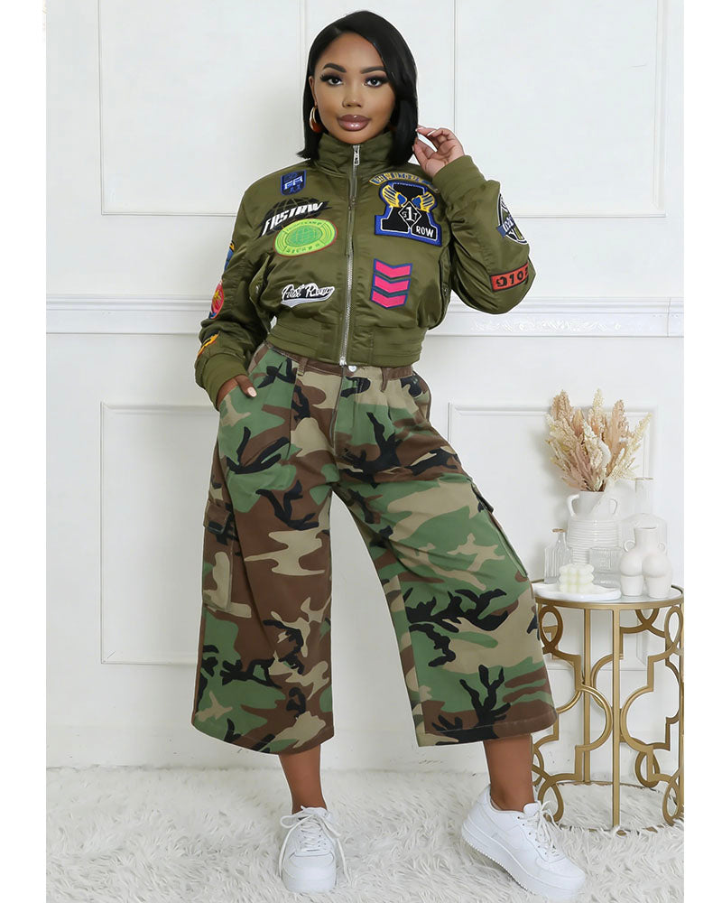 Camo Wide-Leg Capris