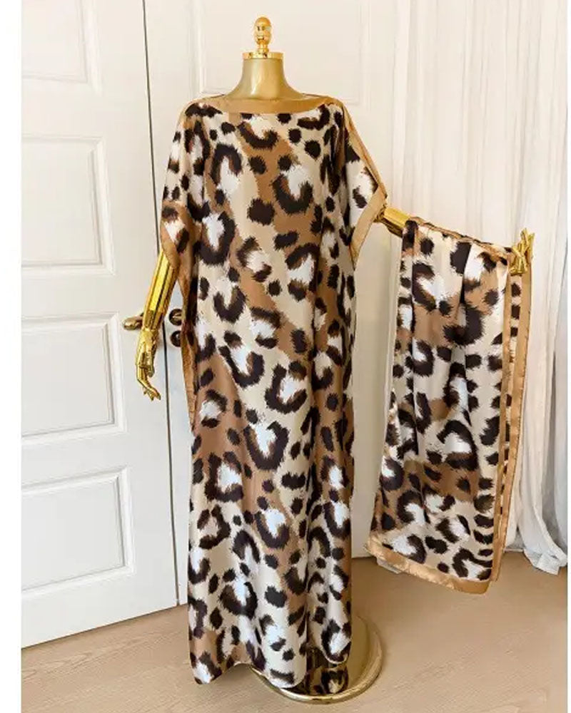 2 piece Satin Printed Dress