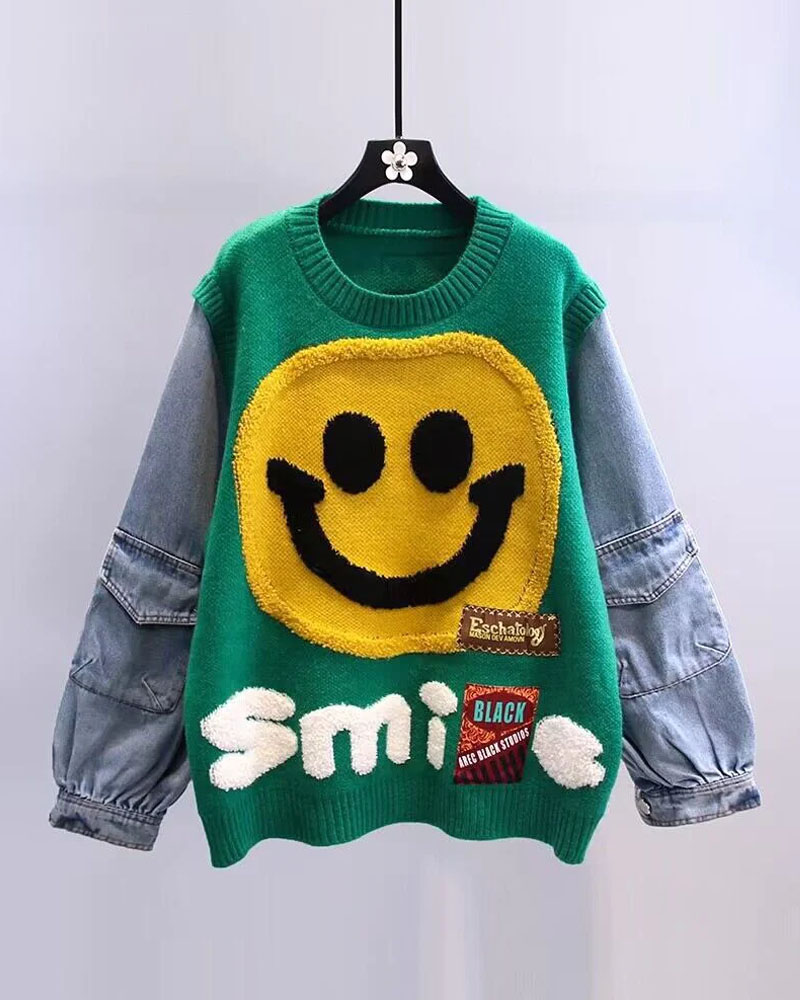 Smile For Me Denim Sweater