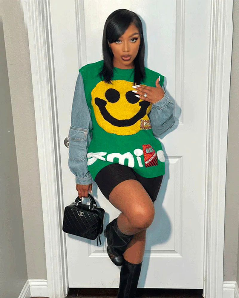 Smile For Me Denim Sweater