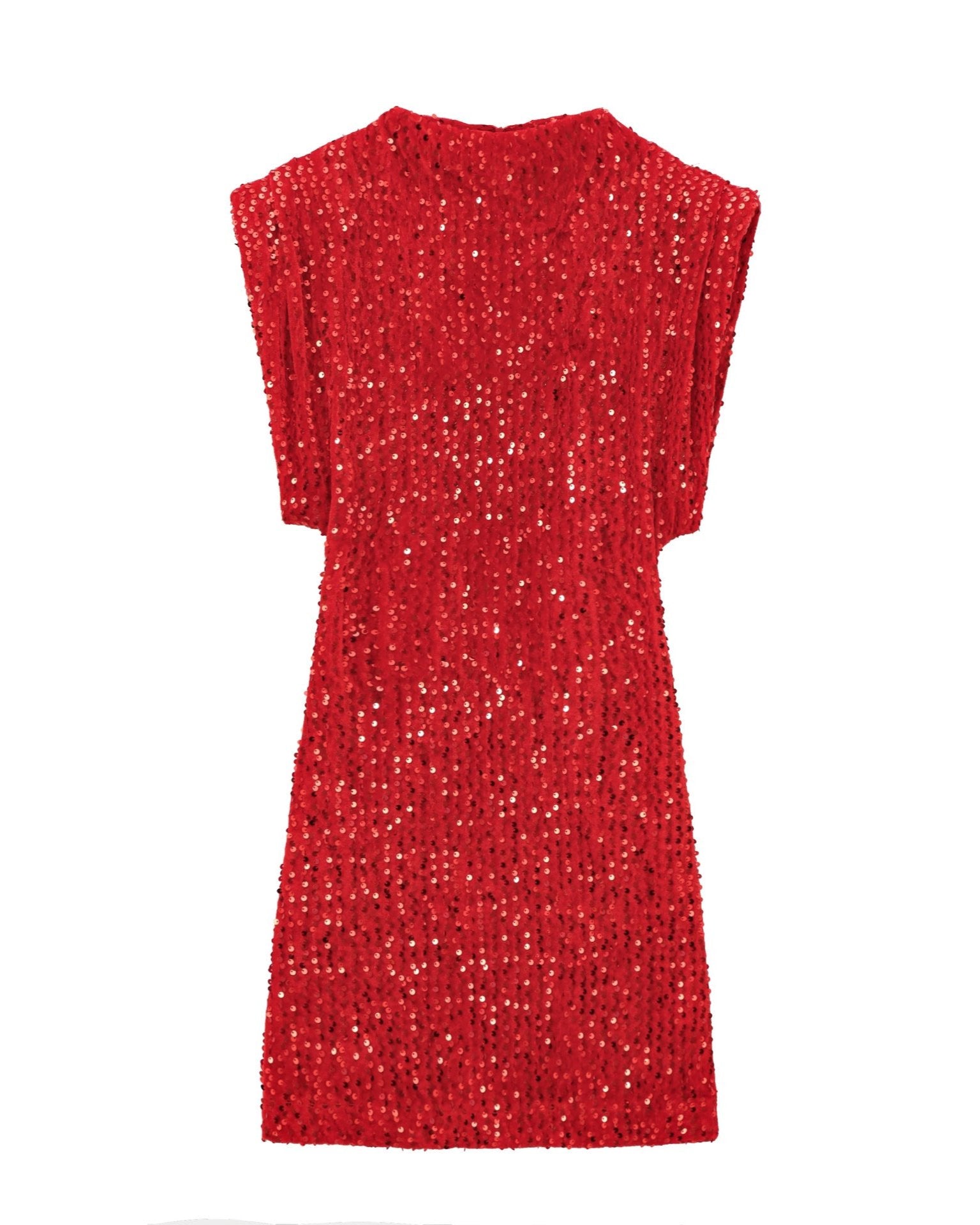 Sequined shoulder-pad dress