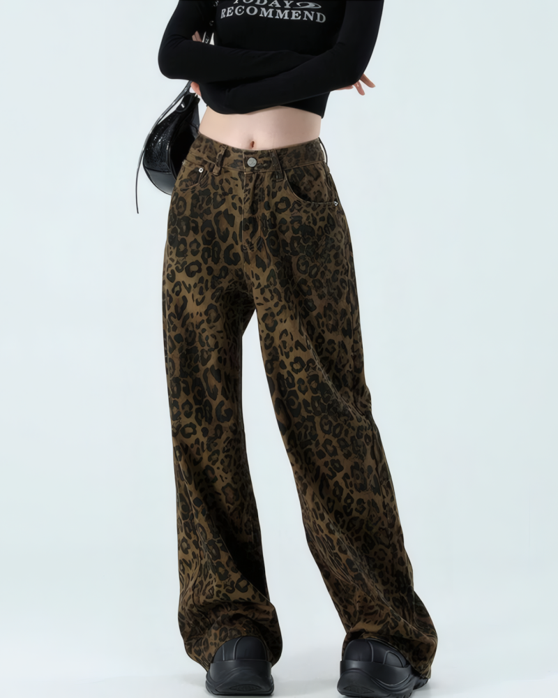 She's A Wild One Leopard Print Jeans