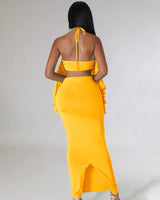 yellow skirt set