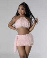 pink skirt set