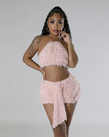 pink skirt set