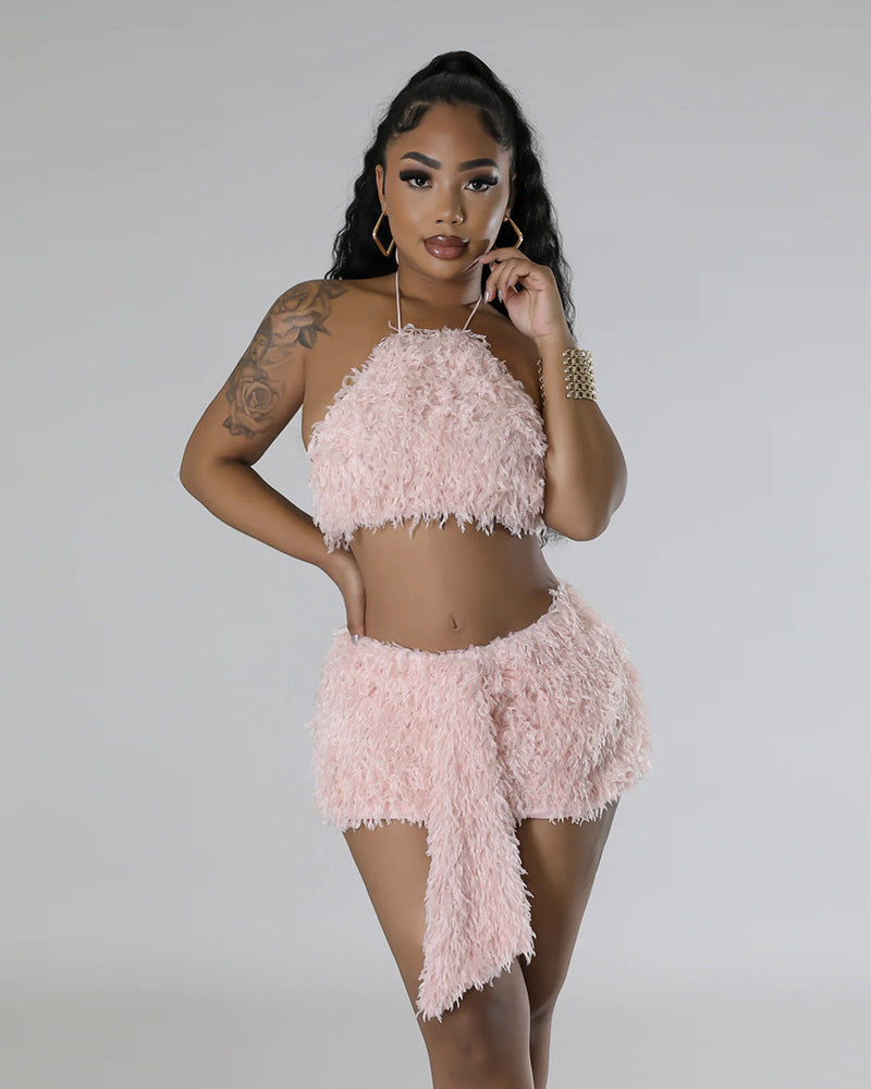 pink skirt set