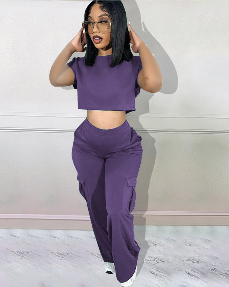 purple pants set