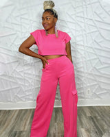 pink pants set