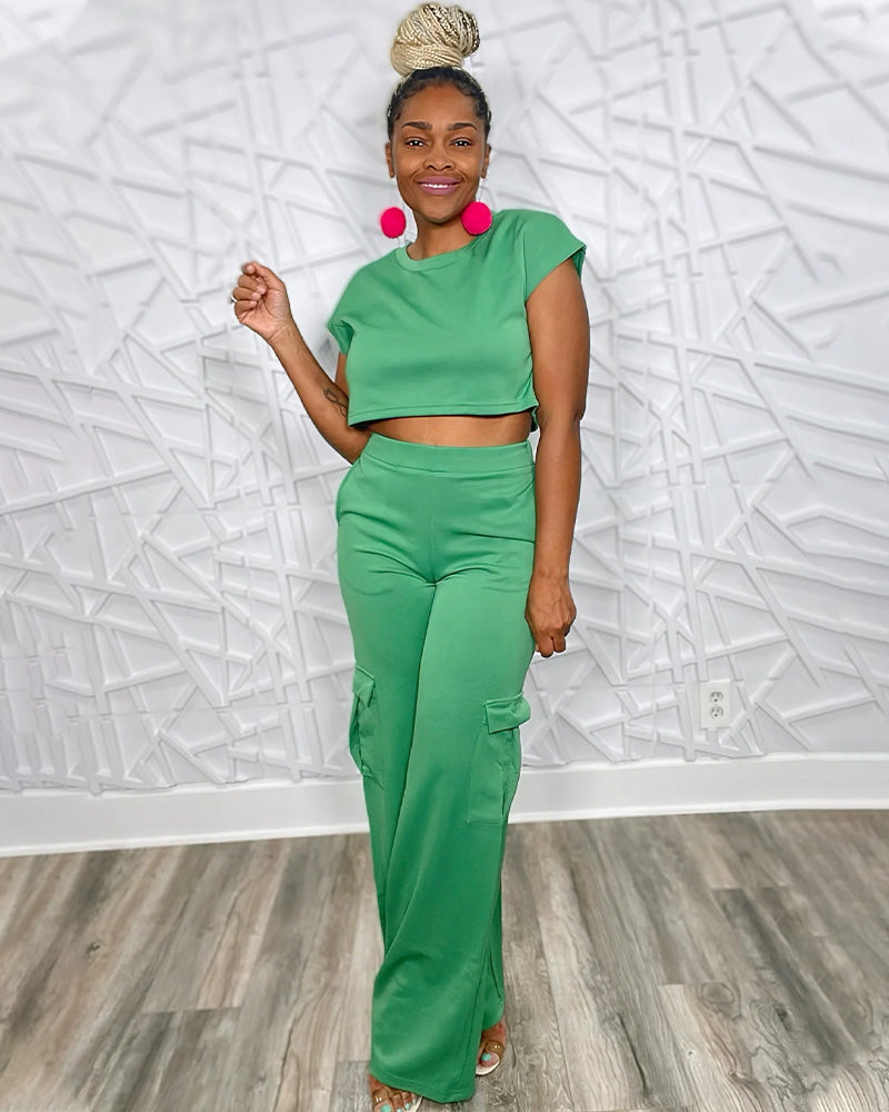 green pants set