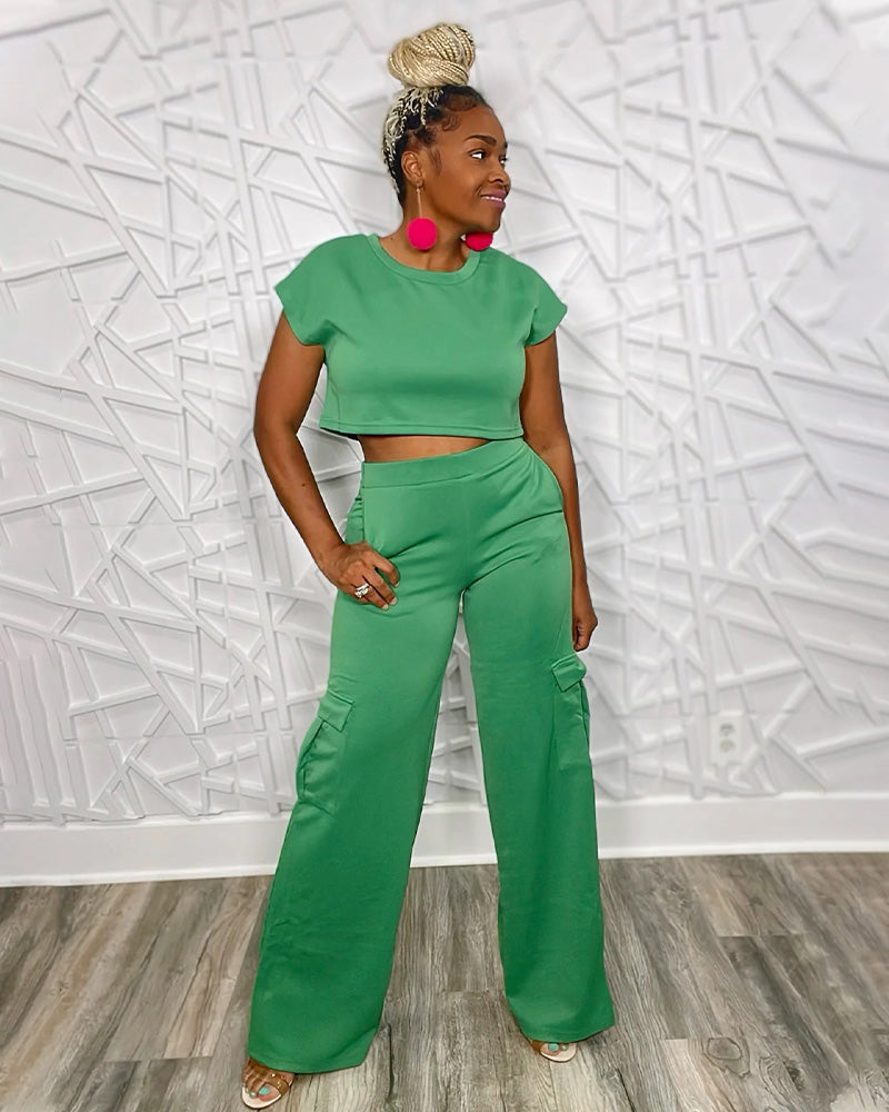 green pants set