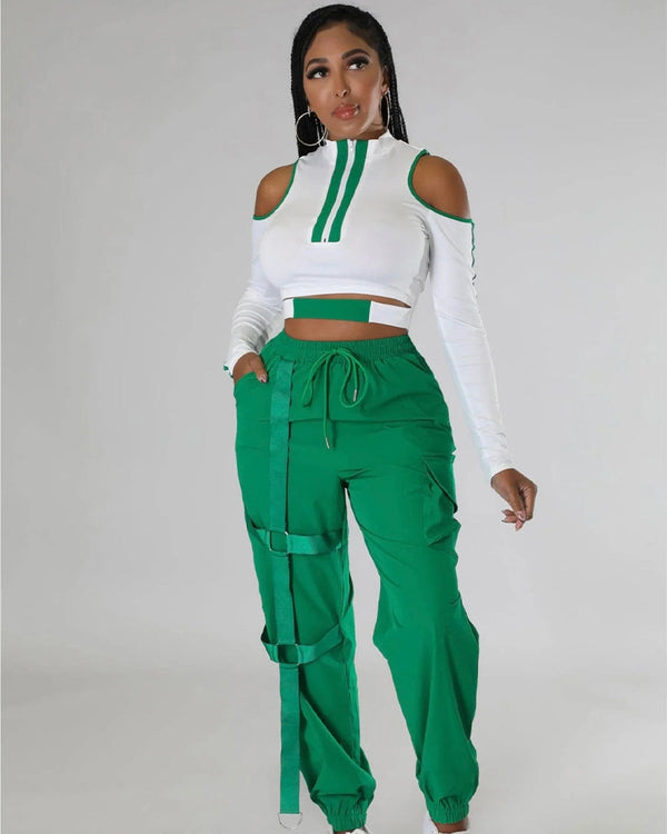 green pant set