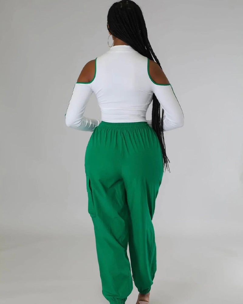 green pant set