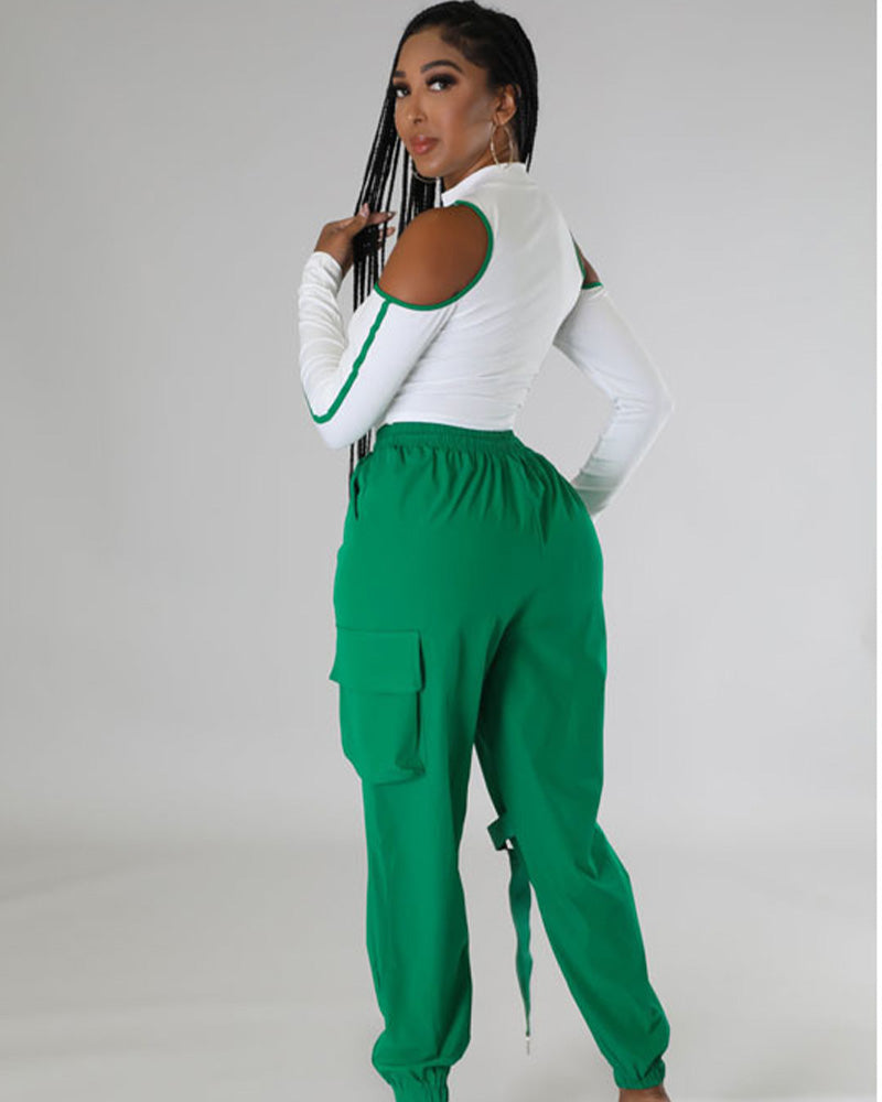 green pant set