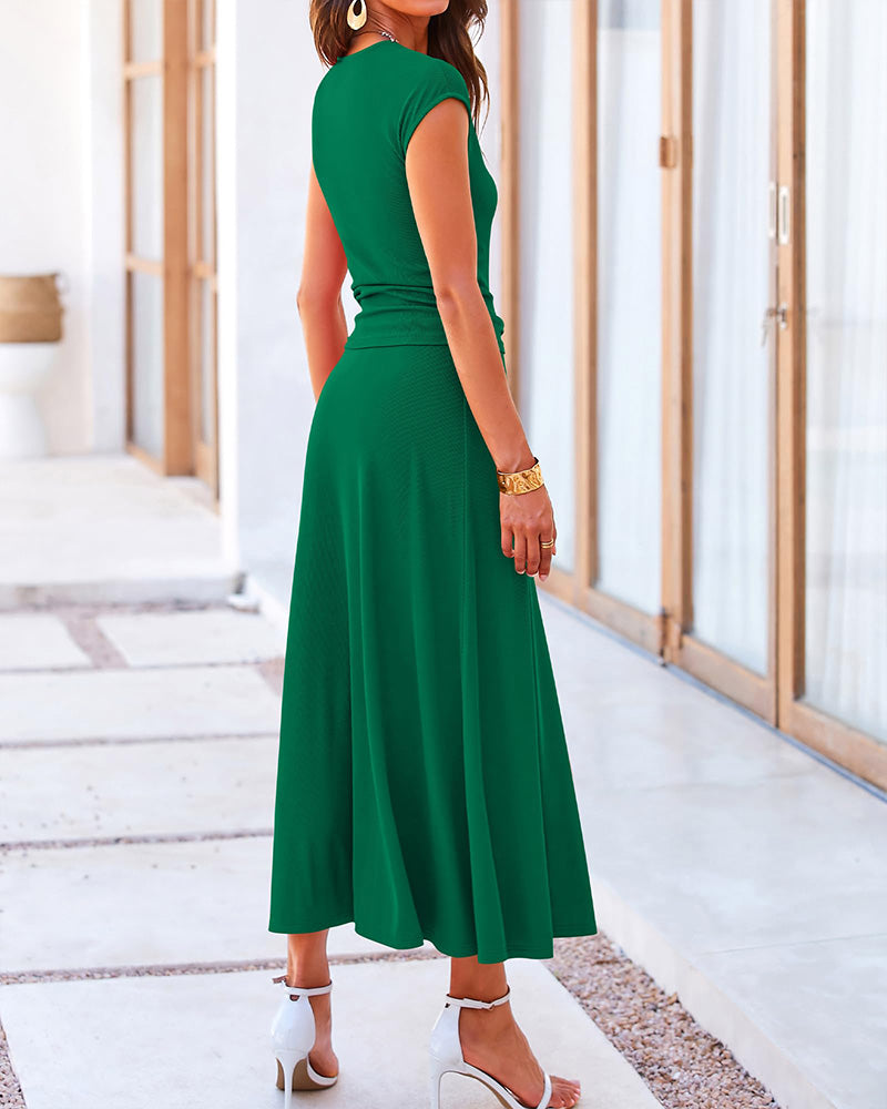 green skirt set