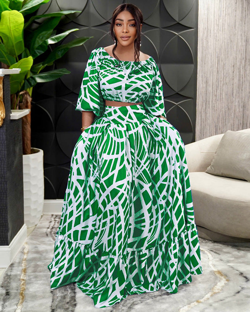 green skirt set