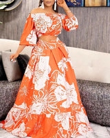 orange skirt set