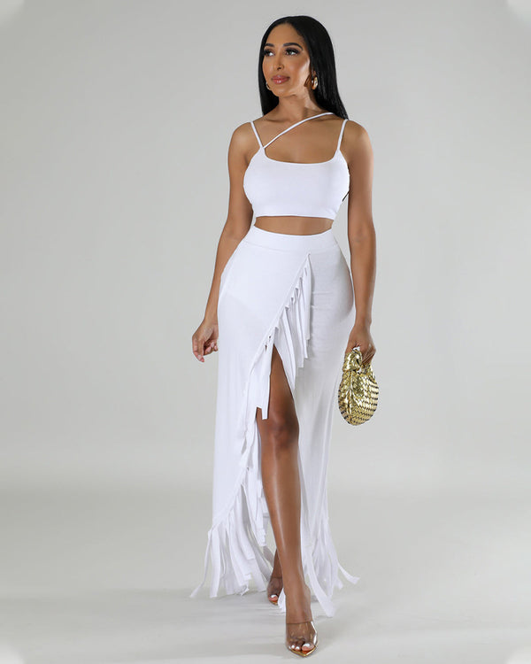 white skirt set