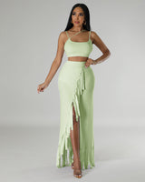 light green skirt set