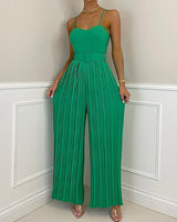 green jumpsuit