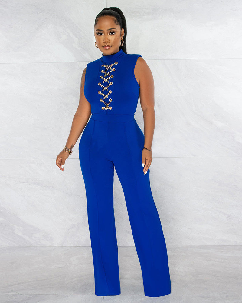 blue jumpsuit