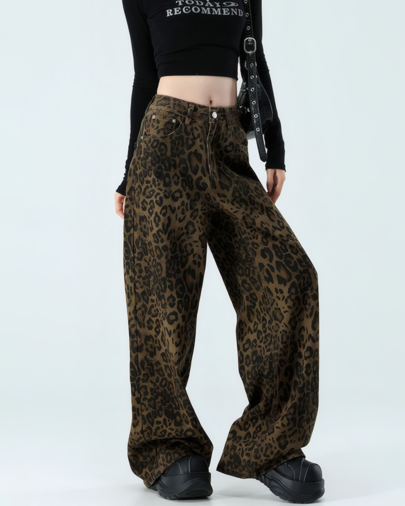 She's A Wild One Leopard Print Jeans