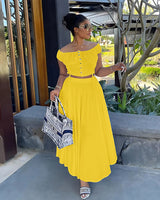 yellow skirt set