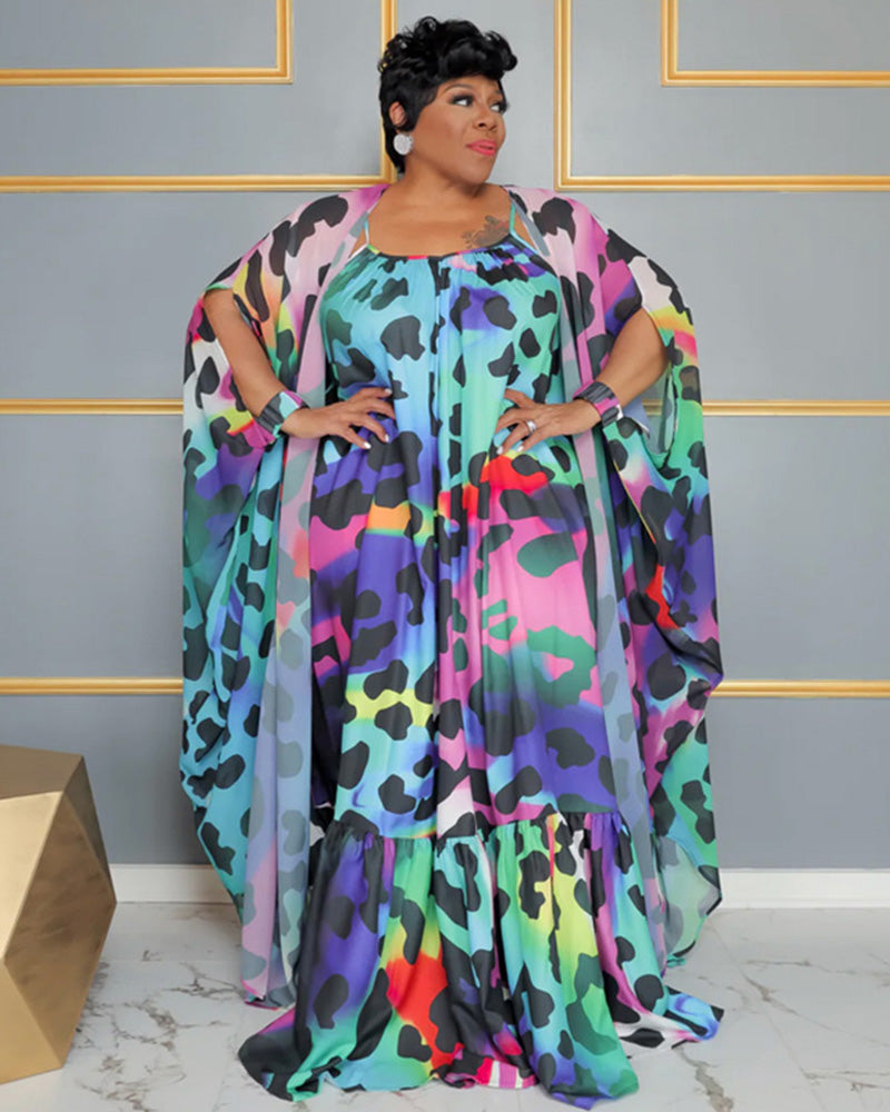 blue dress with a cloak