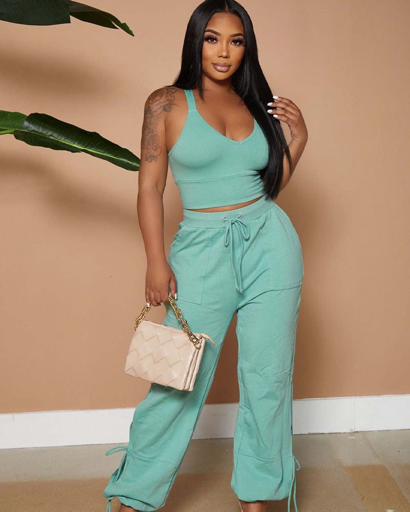 green pants set