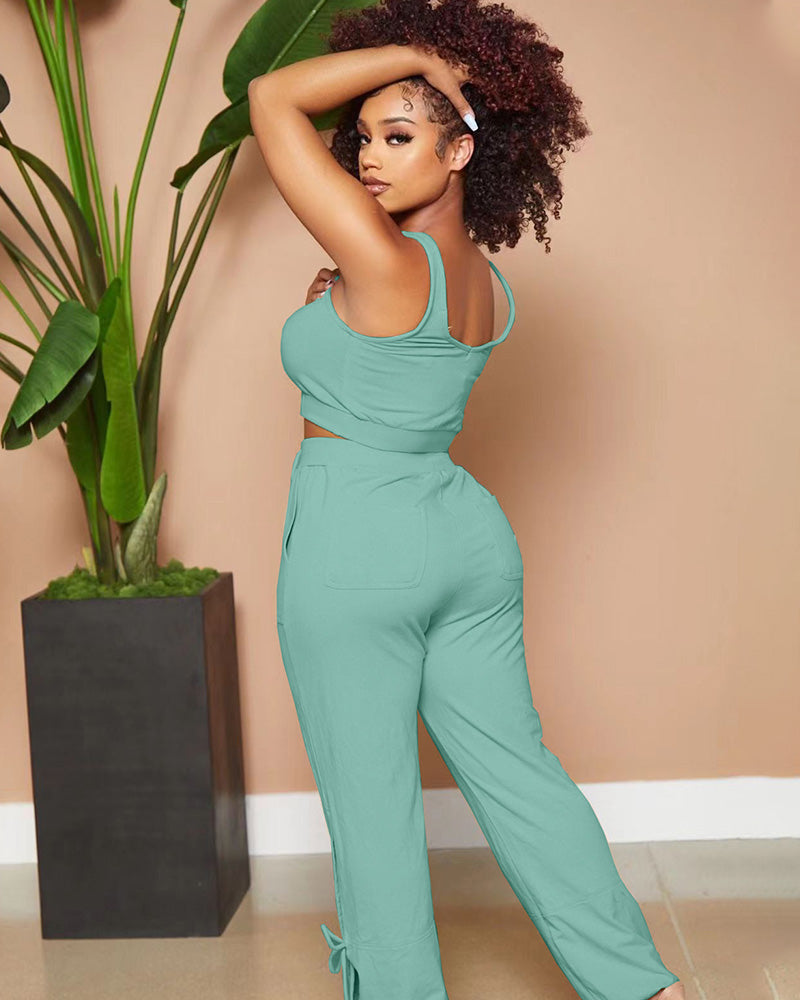 green pants set