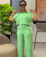 green pant set