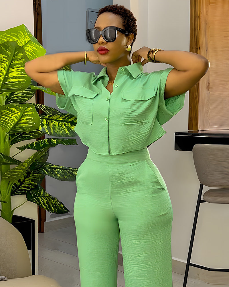 green pant set