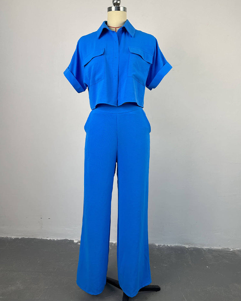 blue pant set